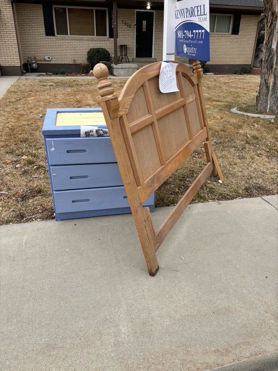 Free Full Headboard and Blue Wooden Dresser