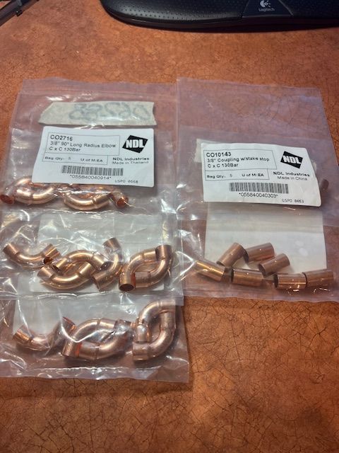 3/8" Copper fittings