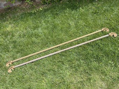 High-End Solid Wood Drapery Rods with Decorative Scroll Finials – Pair