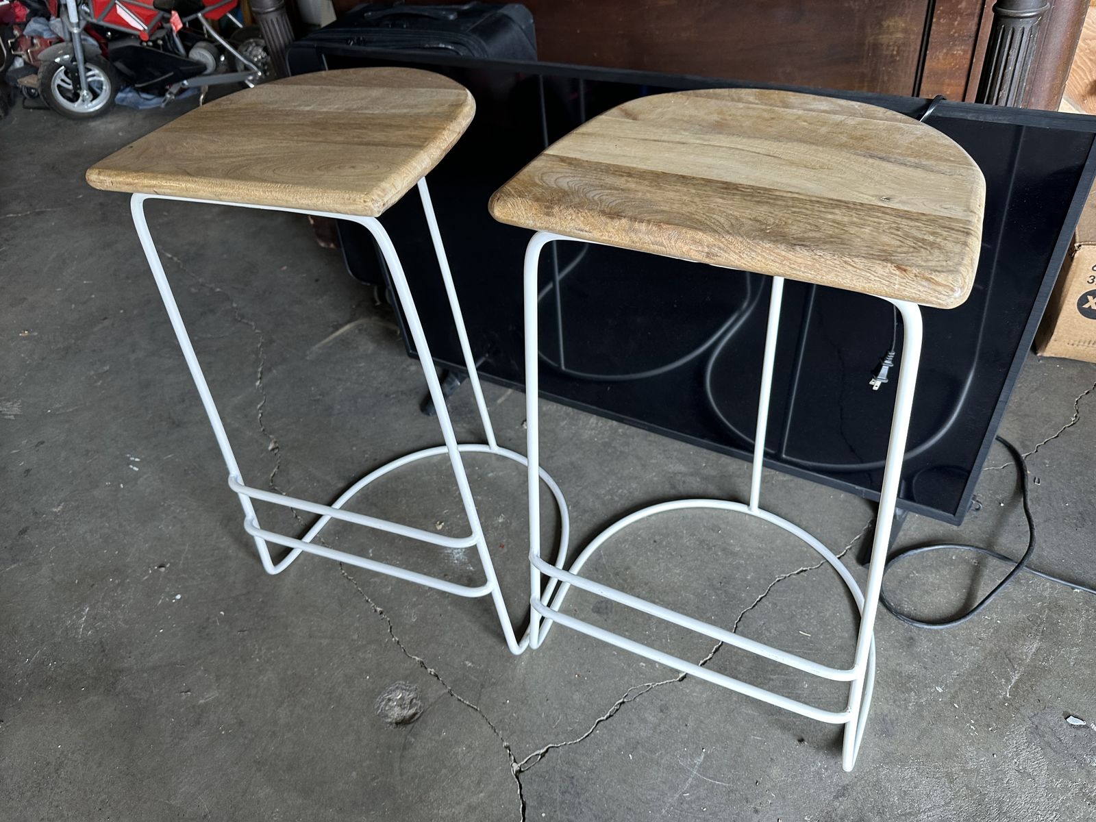 Pair Of Metal And Wood Bar Stools Barstools