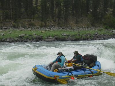 NRS 14’ Expedition Whitewater Self-bailing raft turnkey package. Load and go.