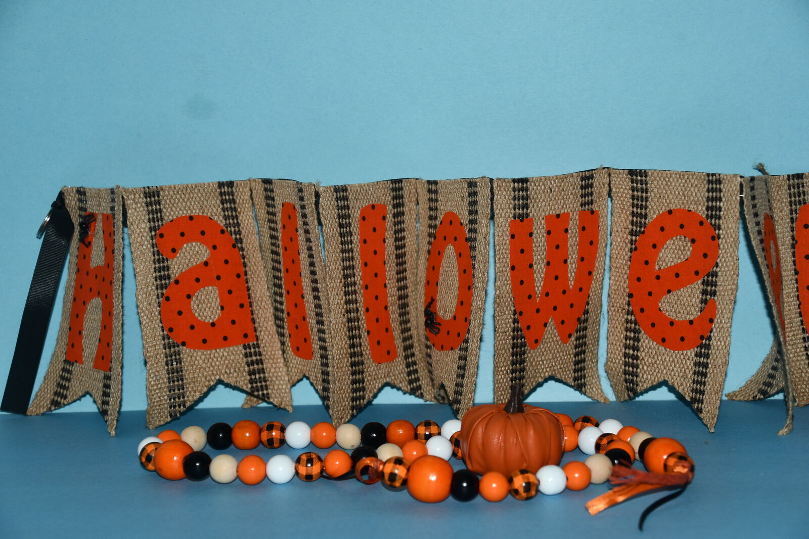 NWT HALLOWEEN BANNER (32") + HALLOWEEN GARLAND (33") + ORANGE PUMPKIN