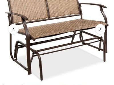 Best Choice Products 2-Person Patio Loveseat Glider, Bench Rocker w/ Armrests - Brown