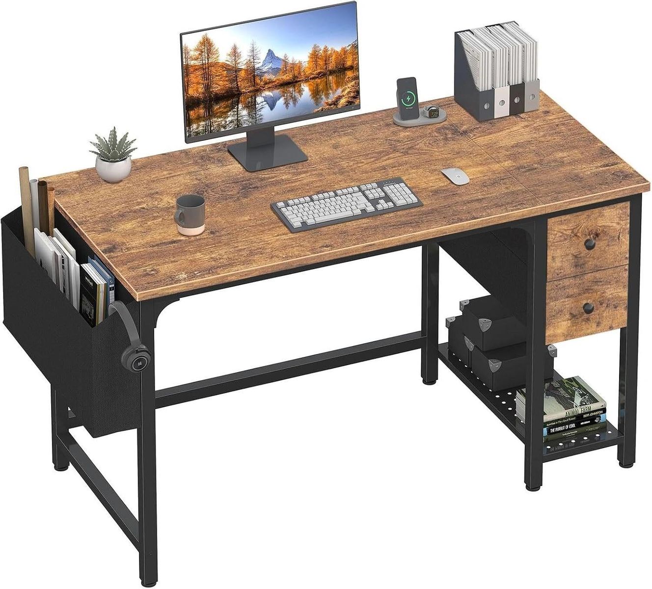 Lufeiya Computer Desk with Fabric Drawers