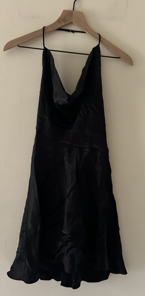 NWT Zara Sleeveless Black Silky Mini Slip Dress XS