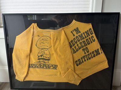 Vintage Peanuts Charlie Brown "Allergic to Criticism" Yellow Sweatshirt Framed Art