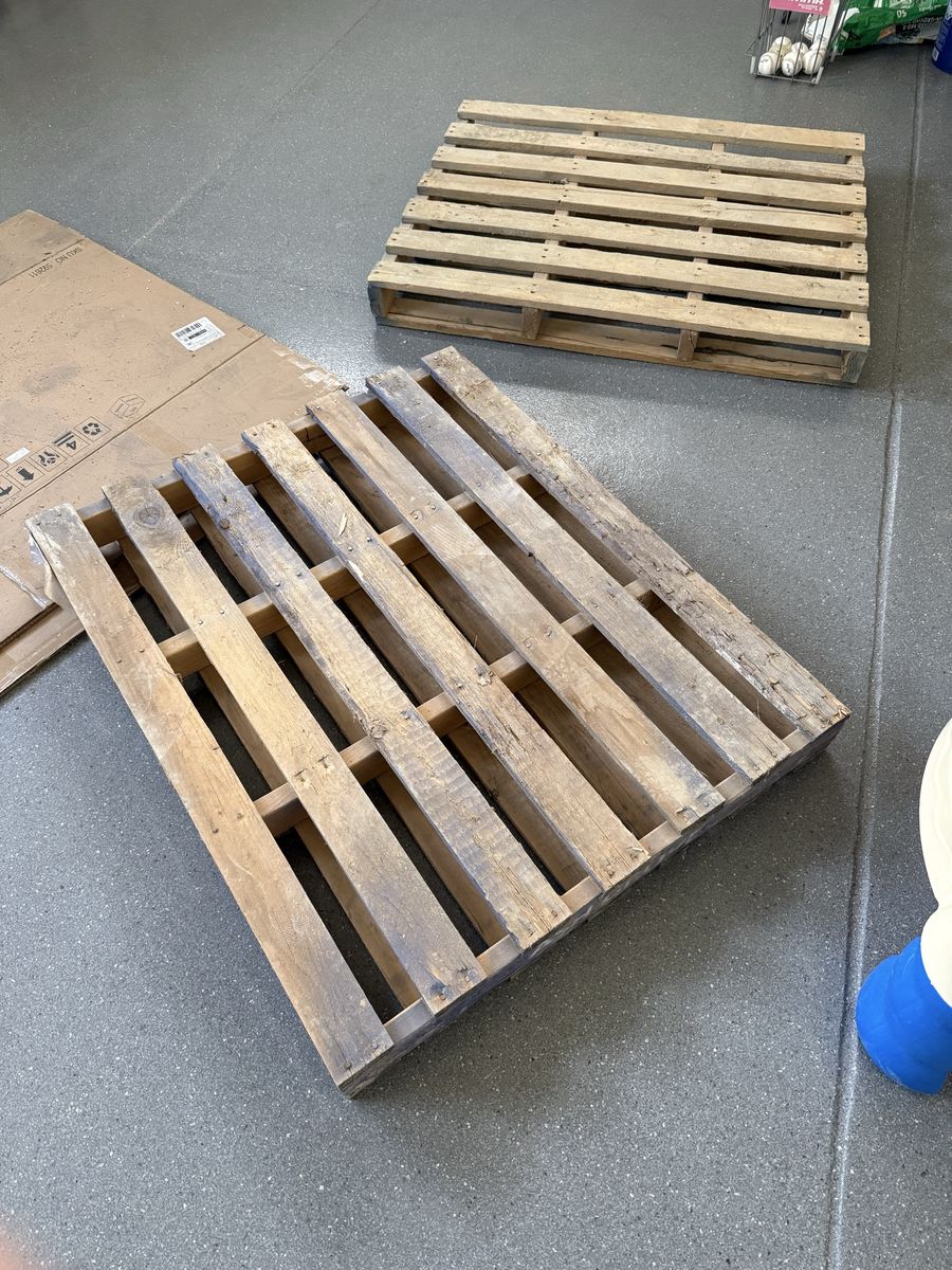 Two wooden pallets