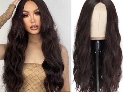 YBYMCAI Long Brown Wavy Wigs for Women Middle Part Dark Brown Wig 26 inch Natural Wave Synthetic Wig Heat Resistant Fiber Wigs f
