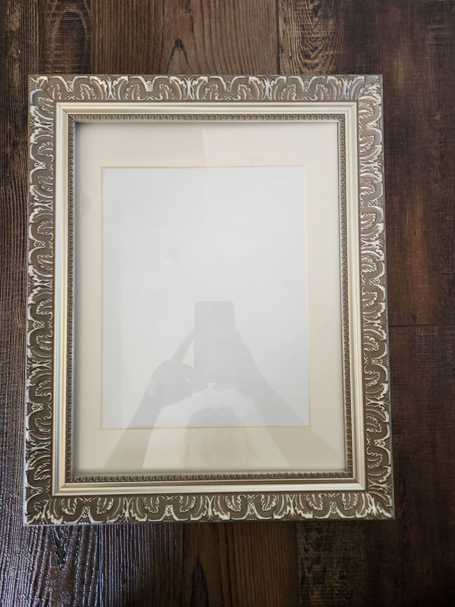 Set of 4 matching ornate frames Sliver/Champagne Frames with mats