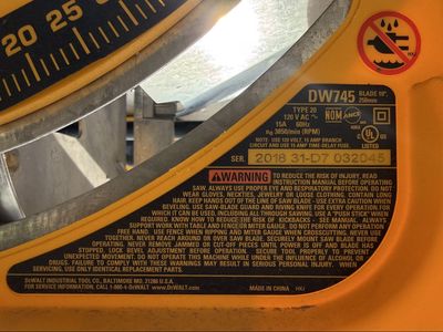 DeWalt DW745 portable table saw for parts or repair