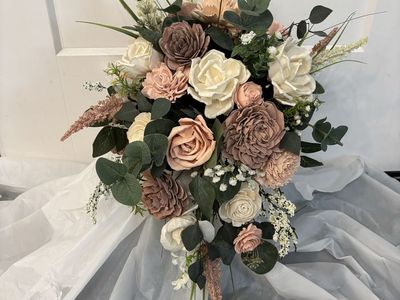 Cascading Wood Flower Bridal Bouquet