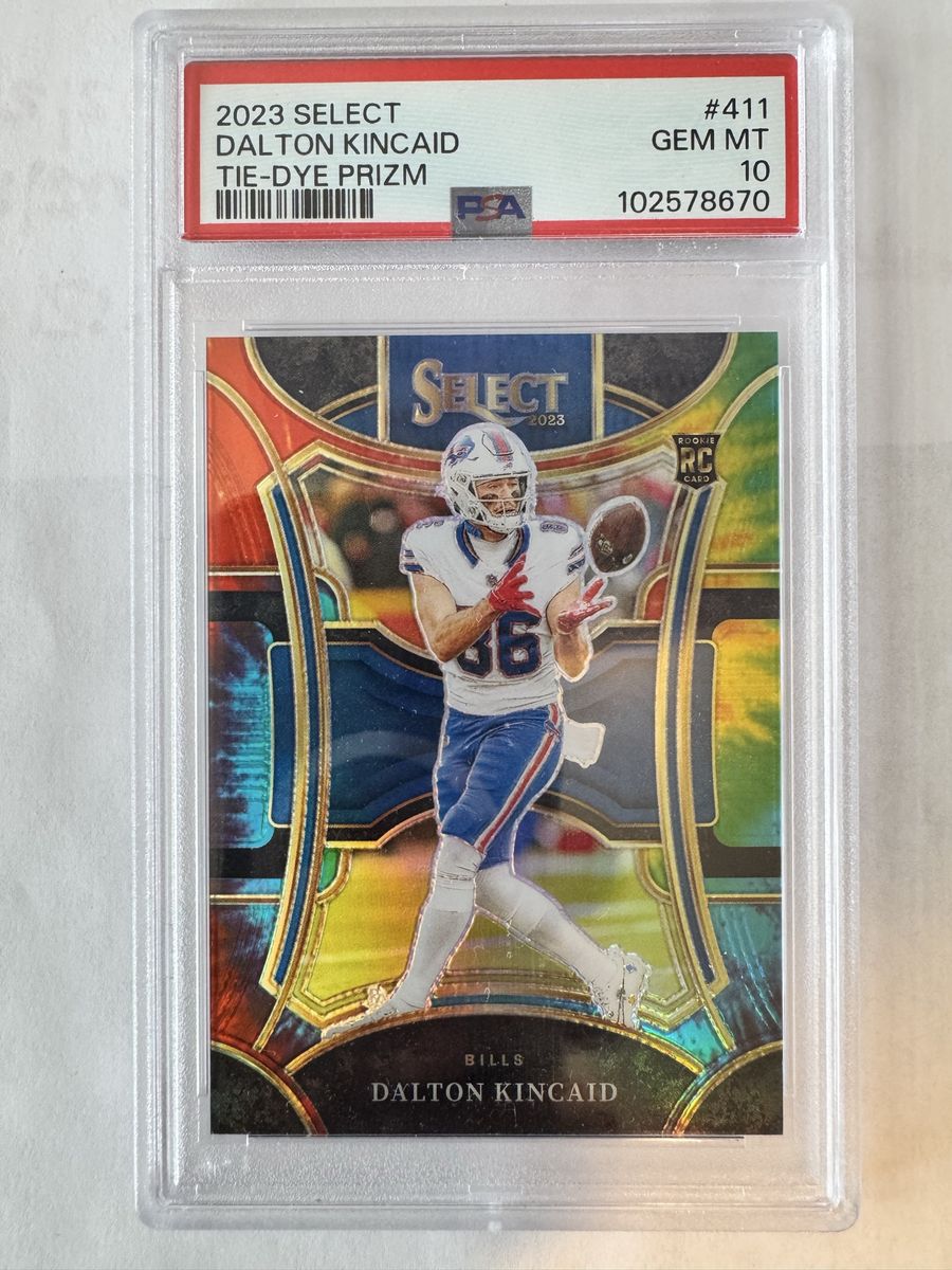 2023 Dalton Kincaid Panini Select Suite Level Tie Dye Prizm Rookie /25 PSA 10