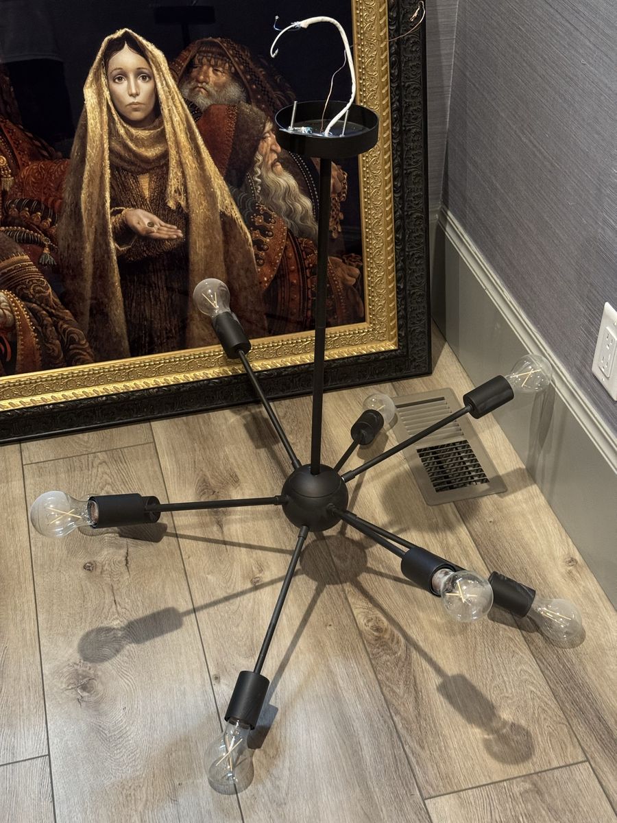 Black Sputnik Chandelier Light Fixture - Modern 8-Light Design