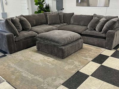 LIKE NEW!! COSTCO SEREEN 6-PIECE FABRIC MODULAR SECTIONAL, CLOUD COUCH, DARK GRAY!!
