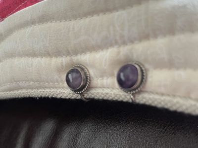 1930's Silver From Mexico Amethyst Earrings -Antique/Vintage