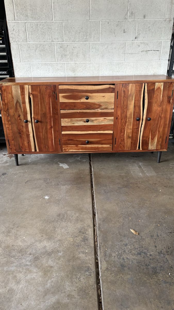 Live edge acacia wood sideboard