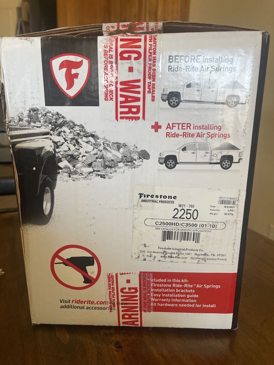 W21-760 Firestone Air Spring Kit 2250 Ride-Rite