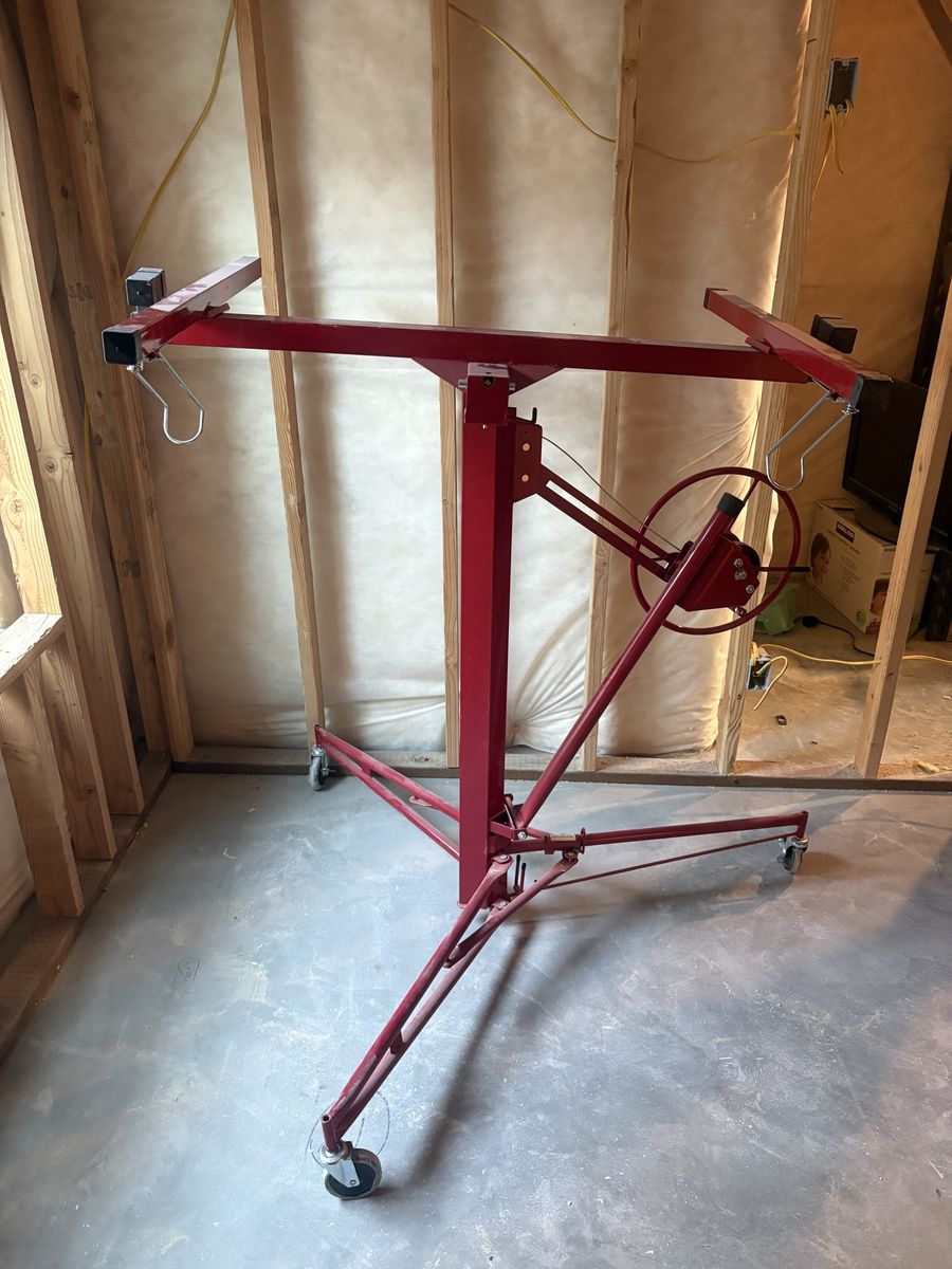 Red Drywall Lift Panel Hoist Sheetrock Lifter, Mobile Tool for Construction