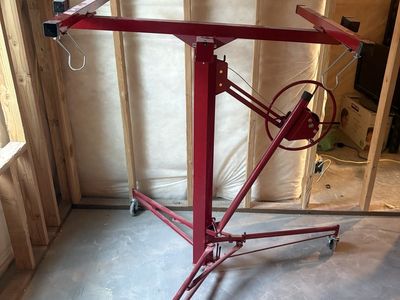Red Drywall Lift Panel Hoist Sheetrock Lifter, Mobile Tool for Construction