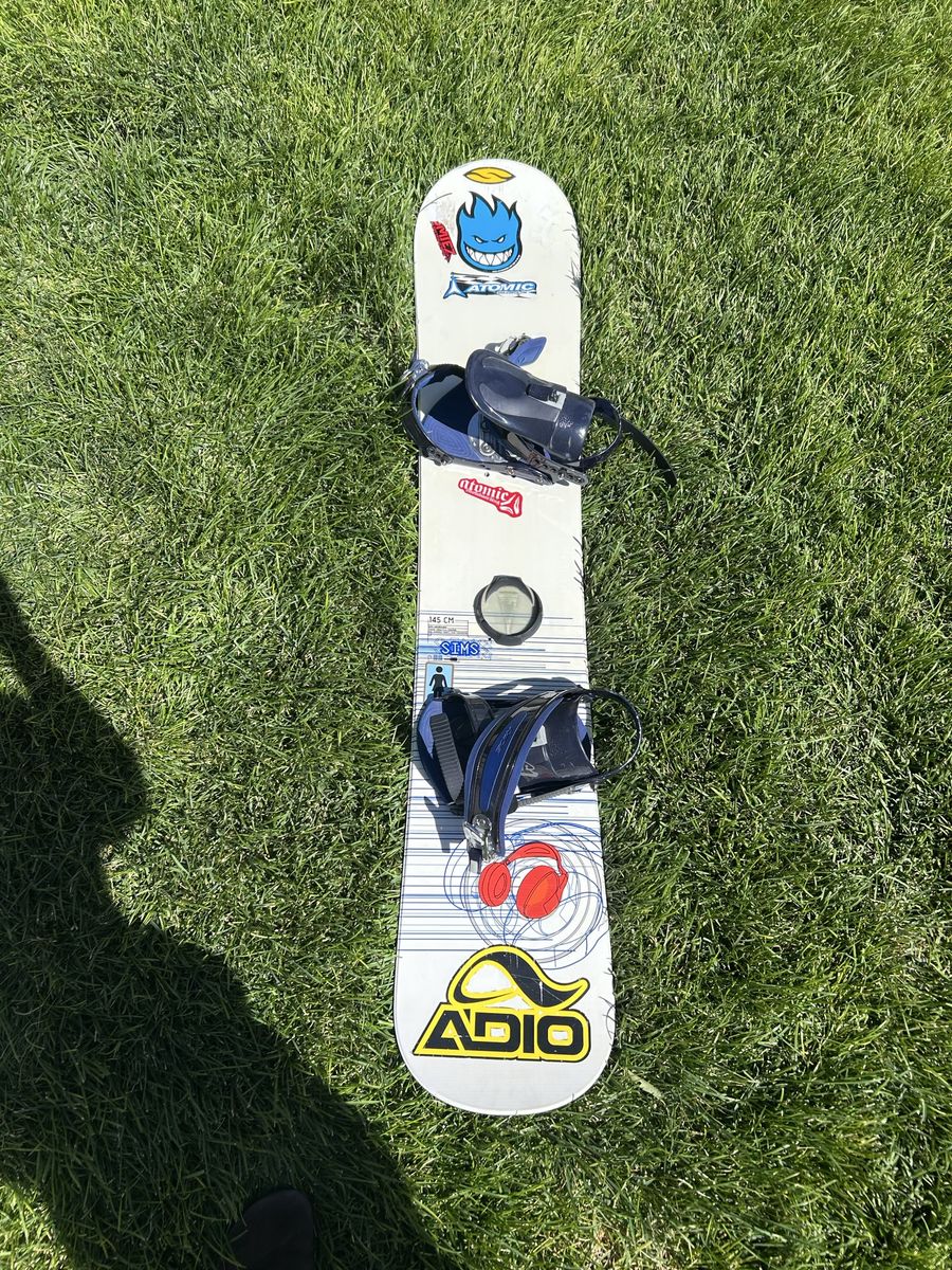 SIMS Snowboard 145 cm with Bindings and Stickers Used