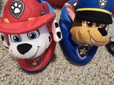 Paw Patrol Chase and Marshall Plush Slippers Size 9-10 Kids