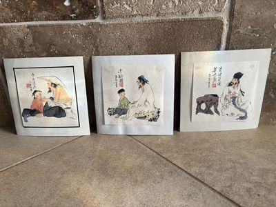 Set of 3 Small Figure Drawings Purchased in China