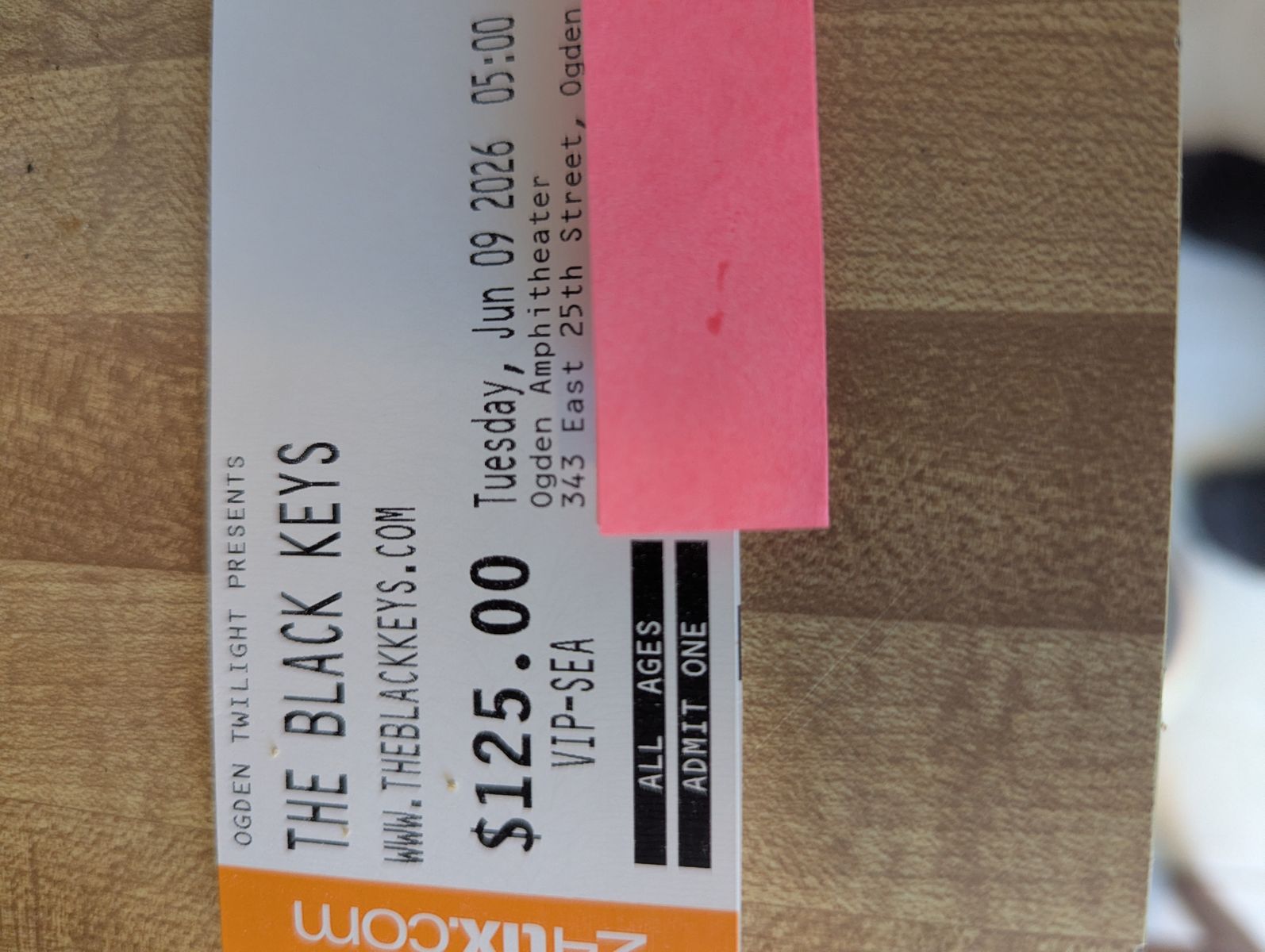 The Black Keys - VIP 1 physical ticket