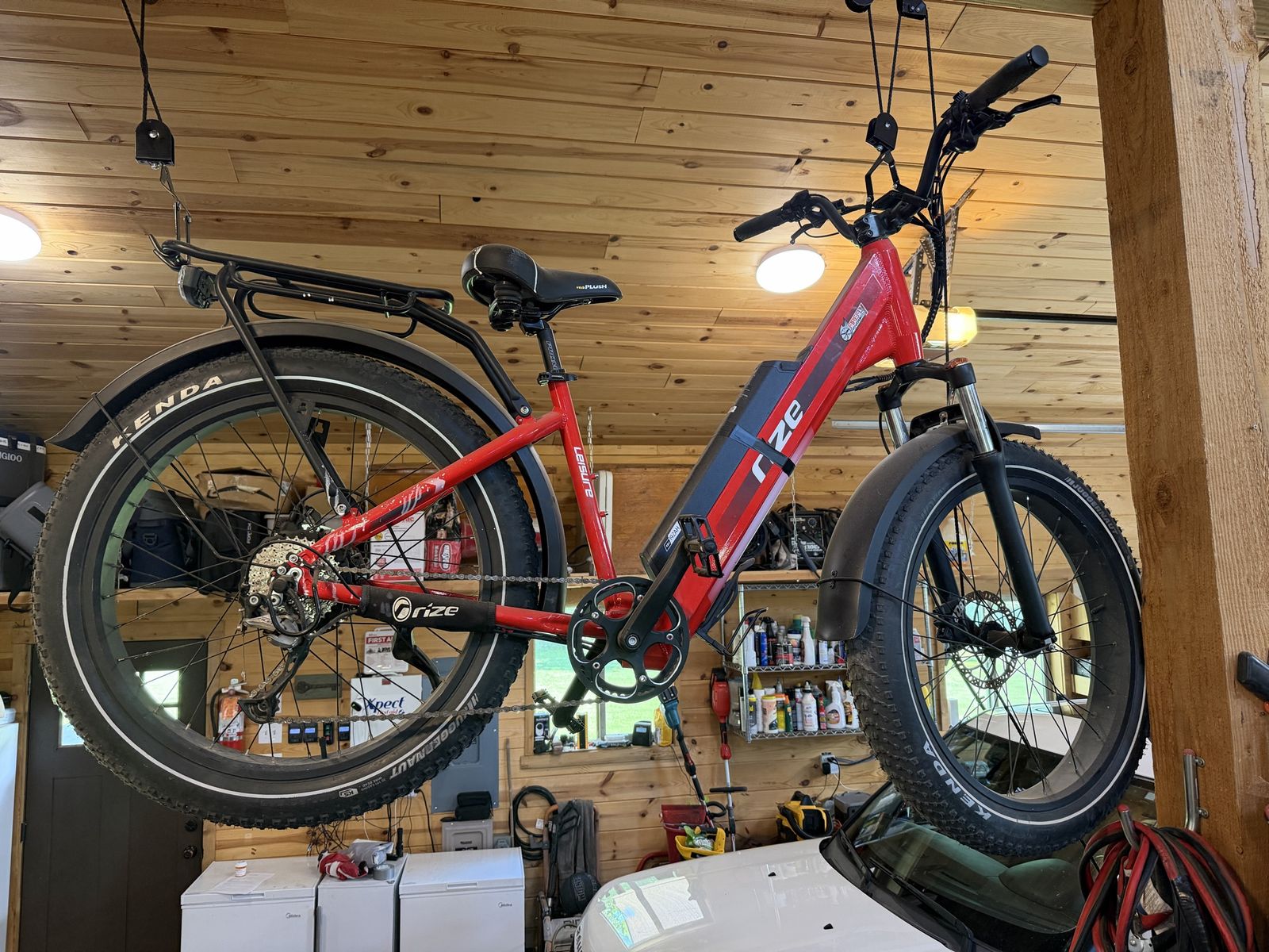 Rize Bikes Red Electric Fat Tire Bike - E-Bike with Rear Rack, Kenda Tires