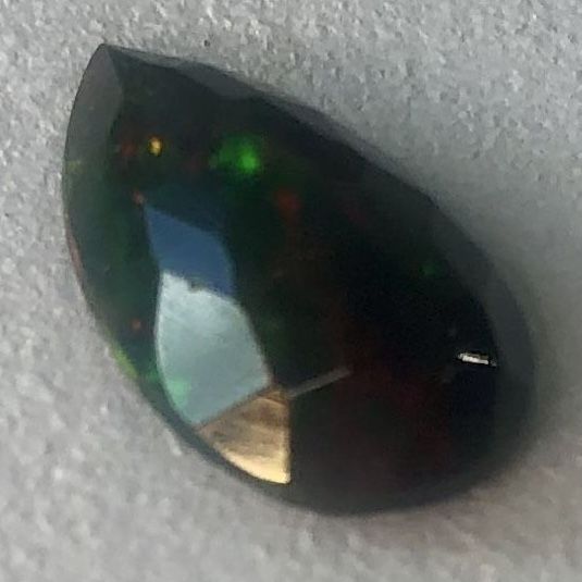 Genuine Faceted Teardrop Black Opal Loose Gemstone - Iridescent Gem