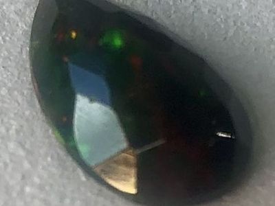Genuine Faceted Teardrop Black Opal Loose Gemstone - Iridescent Gem