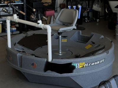 Ultraskiff 360 Fishing Platform - Gray, Round Design, Utility Pockets, Rod Holders, Anchor Slots New Honda 2.3HP outboard engine