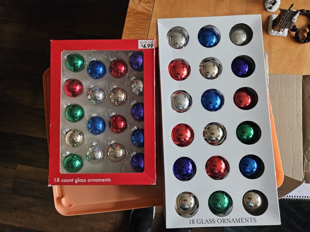 36 multi colored Glass Ornaments