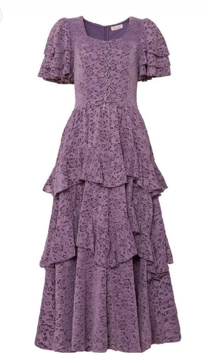 Ivy City Co Dress Solana Ruffle Lace Dusty Purple Corset Style XS
