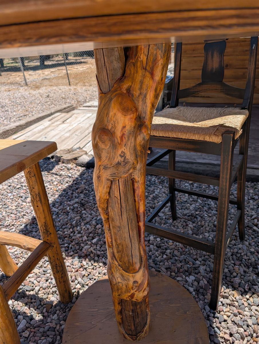 Rustic wooden table & 3 chairs