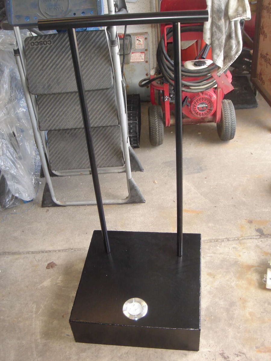 LIGHTED METAL STAND ORIGINALLY USEWD FOR SURFBOARD OR STAND UP PADDLEBOARD STAND