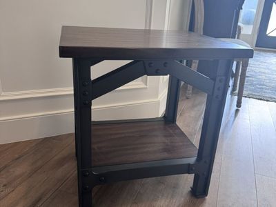 Wood And Metal End Table