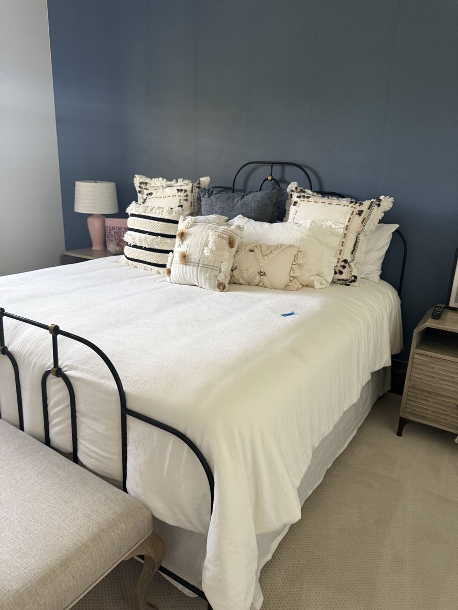 King Black Metal Frame Bed with Headboard and Footboard