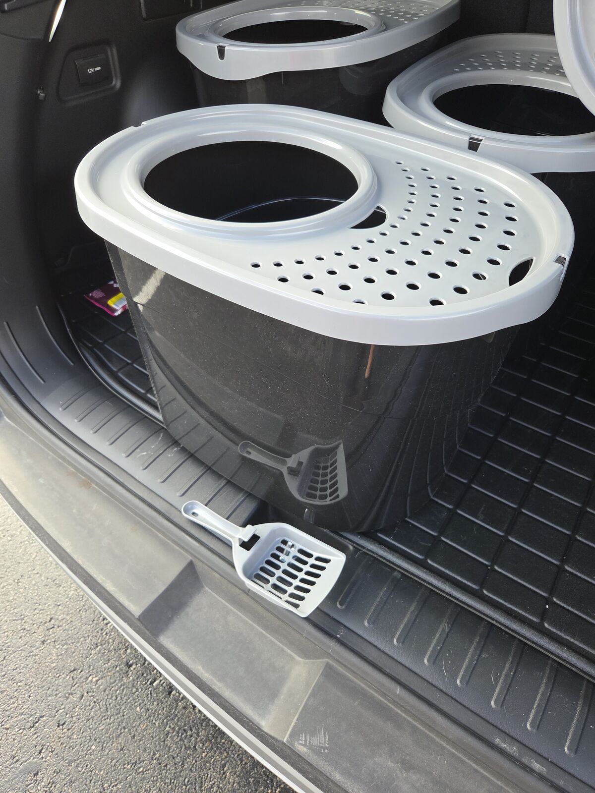 Cat litter box with scoop