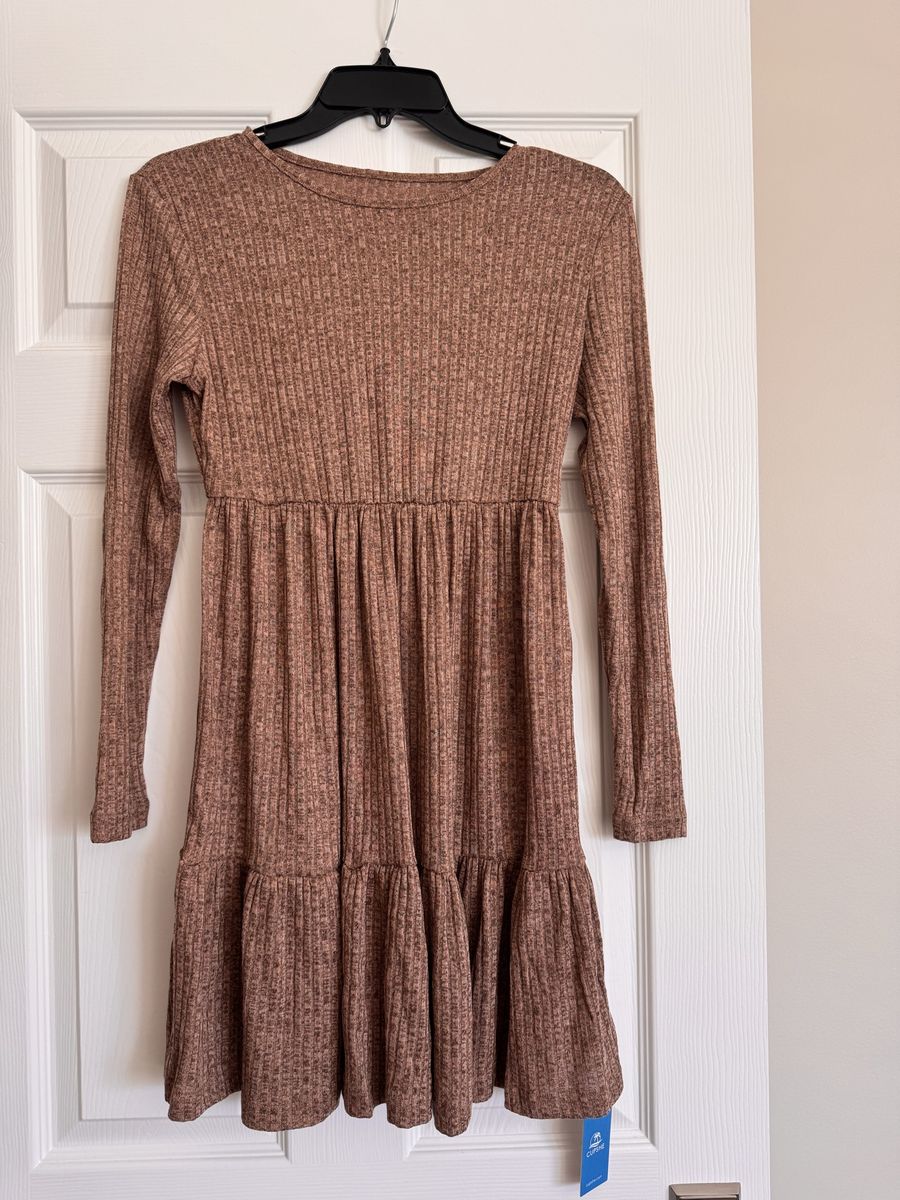 Women's LightWeIght Ribbed Tan Dress