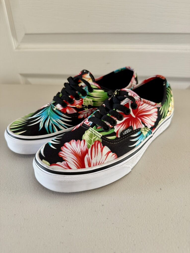 Mens 8 Vans Tropical Floral Print Low Top Shoes