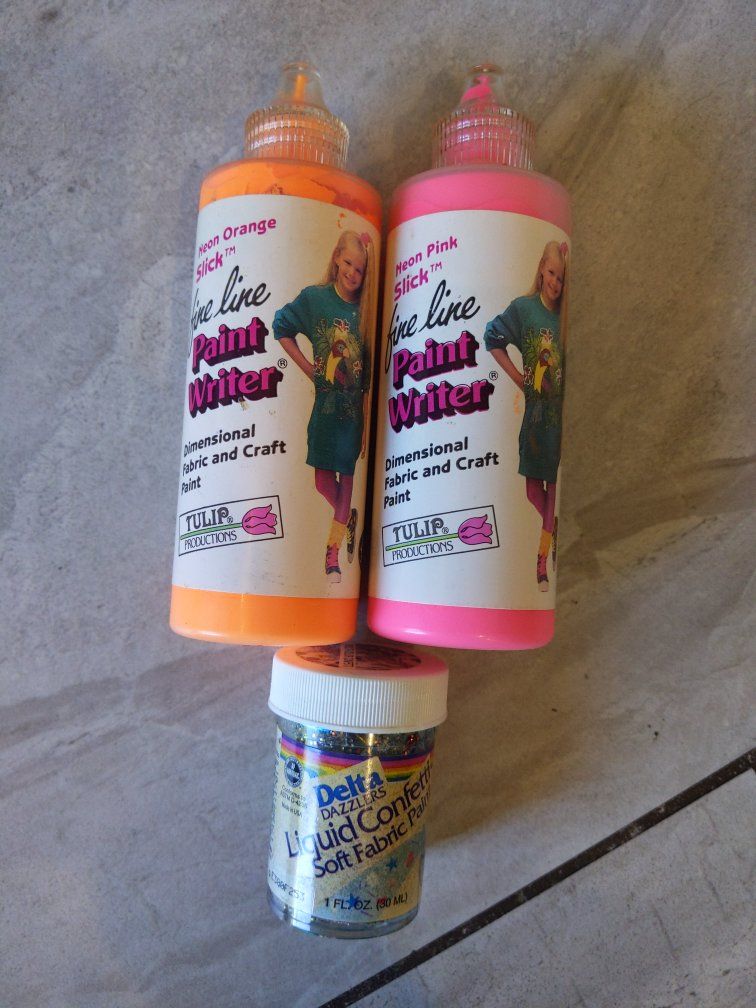 1980s-1990s Puff Paint- for collectors - Neon Orange & Pink