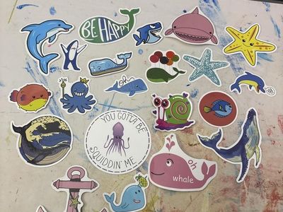 Ocean-Themed Sticker Collection - Whales, Sharks, Octopus, Starfish & More!