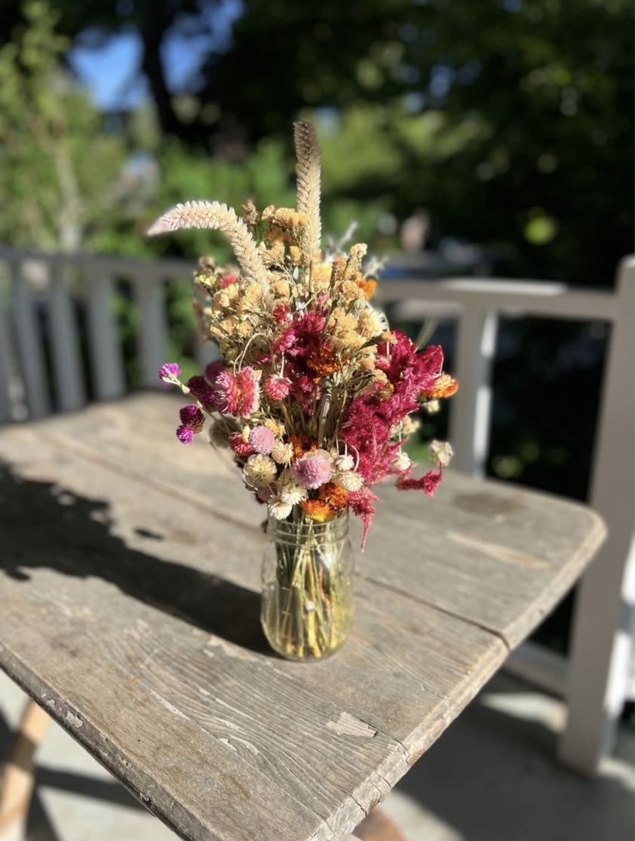 Dreamy bohemian wildflower dried floral centerpieces for wedding