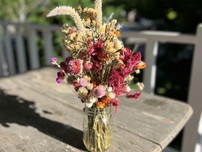 Dreamy bohemian wildflower dried floral centerpieces for wedding