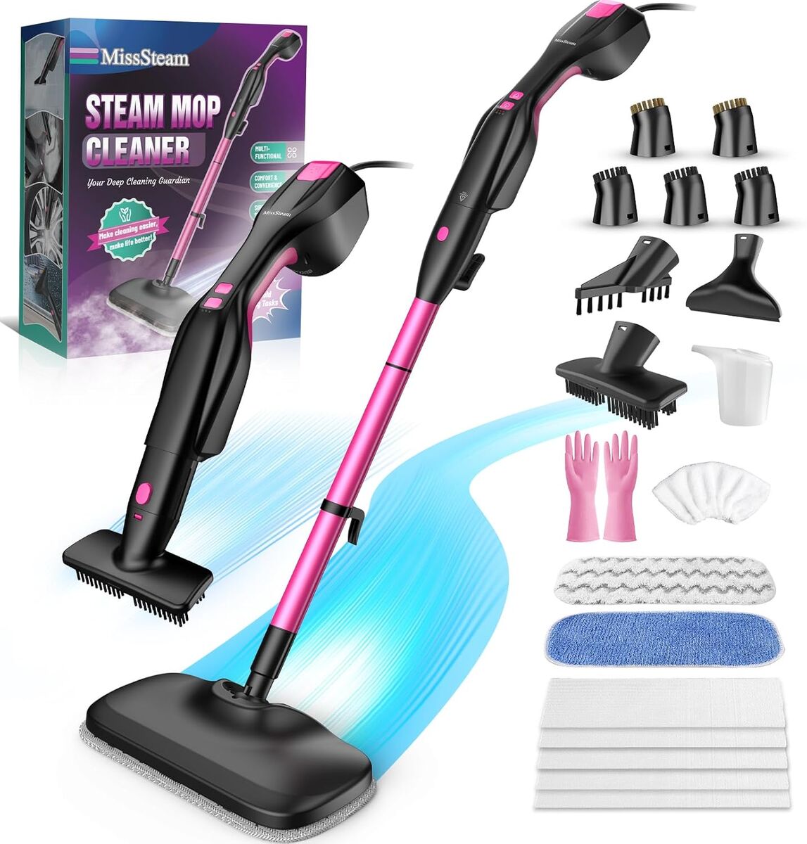 NEW Standable Safe & High Temp Steam Mop Cleaner for Deep Cleaning, Powerful MultiPurpose and Heavy Duty ,18 Accessory