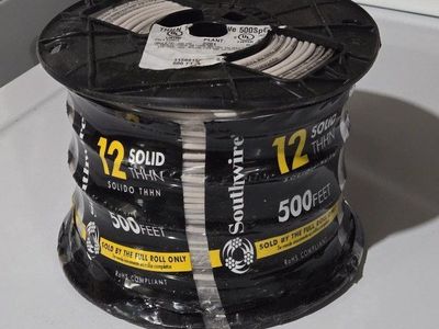 white wire 12 awg gauge solid core thhn 500 feet