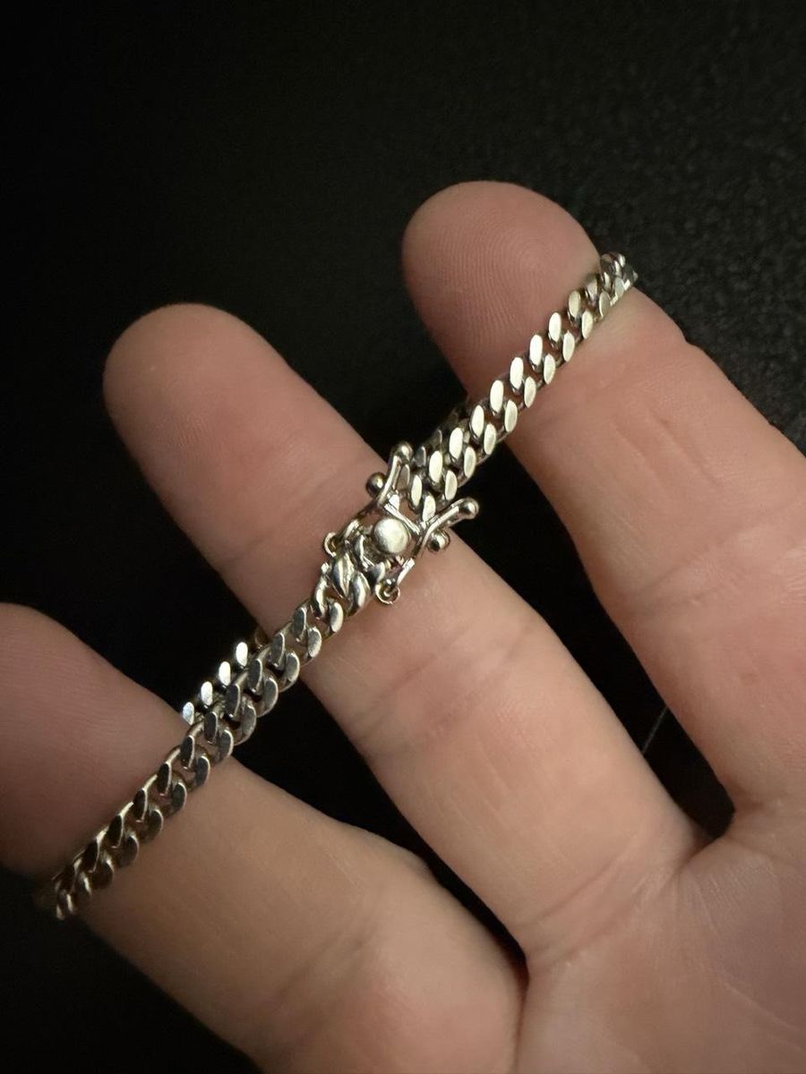 14K White Gold Cuban 4mm 7”