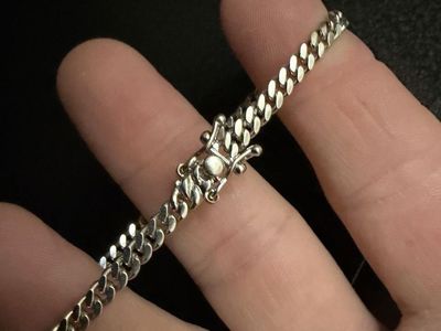 14K White Gold Cuban 4mm 7”