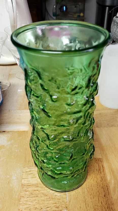 Vintage E.O. Brody Co. Green Textured Glass Vase