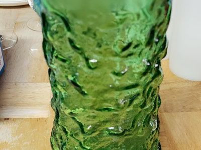 Vintage E.O. Brody Co. Green Textured Glass Vase